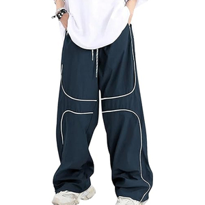 Pantalones deportivos cortavientos para hombre, pantalones deportivos informales con cordón y cintura elástica - Product Image 1
