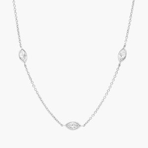 สร้อยคอทองคำขาว 14K ประดับเพชรทรงมาร์คีส์เพาะเลี้ยงในห้องปฏิบัติการ - Product Image 1