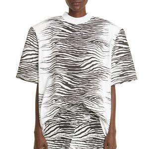 Camisetas de gran tamaño con estampado de cebra para mujer, ropa de talla grande personalizada OEM, barata, de bajo coste - Product Image 1