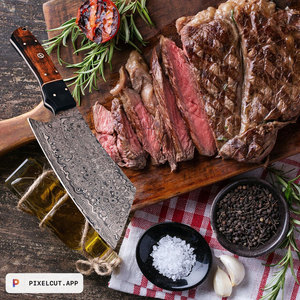 Hand Forged Damascus Steel Cleaver Chef Knife Set Wood Handle 7" Blade Sheath-Multi-Purpose Kitchen Knife-Anniversary Birthday - Product Image 5