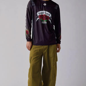 Luxury Oversized Men Long Sleeve Mesh Sports Jersey Custom Sublimation Design Top <b>Gothic</b> Graphic American Football Jersey - Product Image 2