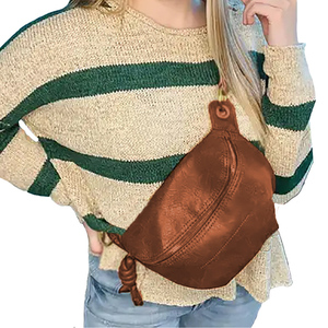 Bolso de Cintura y Pecho Unisex Personalizable de Cuero Genuino, Cierre de Cremallera Impermeable, Logotipo Grabado, para Senderismo y Actividades al Aire Libre - Product Image 1