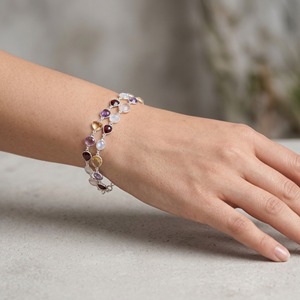 Amethyst Garnet Rose Quartz Citrine Multi <b>Gemstone</b> <b>Bracelet</b> 925 Sterling Silver Bezel Set Minimalist Adjustable Unisex Gift - Product Image 6