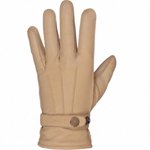 Gants de conduite en cuir beige de qualité supérieure, unisexes, à doigts entiers, finition douce au toucher, sangle de poignet réglable, confortables, adhérence sécurisée - Product Image 2