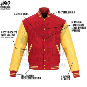 New Fashion Factory Price Leather Versity <b>Jackets</b> Full Sleeves Custom Leather Versity <b>Jackets</b> Letterman Wool Leather <b>Jackets</b> - Product Image 4