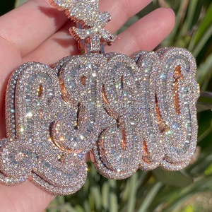 Hip Hop Style <b>Iced</b> <b>Out</b> Cuban Link <b>Chain</b> with VVS Lab Created Stones Jesus Pendant for Men RB Gems PEN3STR - Product Image 1