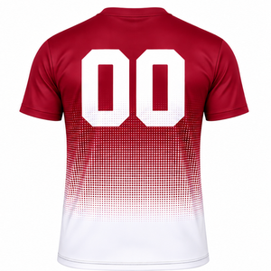T-shirt de sport à sublimation dégradé rouge cramoisi et blanc pour homme, manches courtes, col rond, imprimé personnalisé, performance sportive - Product Image 2