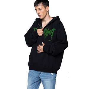 Wholesale Custom 100% Cotton Zip Hoodies for Man cotton blended with Hooded Collar Pocket for Winter Rhinestones Print Custom - Product Image 3