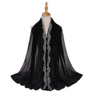 ผ้าคลุมศีรษะมุสลิมคุณภาพสูง ผ้าชีฟองมุกประดับเพชรทรงสี่เหลี่ยม ปักลายสำหรับผู้หญิง ระบายอากาศได้ดี ผ้าพันคอผืนยาวสำหรับฤดูร้อน - Product Image 5