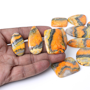 Natural Yellow Bumble Bee Jasper Flat Back Cut Polished Loose Gemstone Cabochon for Silver Brass Jewelry Making - Product Image 4