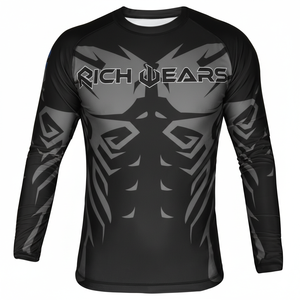 เสื้อรัดกล้ามเนื้อแขนยาวสำหรับผู้ชาย แห้งเร็ว เหมาะสำหรับออกกำลังกาย ยิม MMA แกรปลิง โนกิ พิมพ์ลายแบบซับลิเมชั่น ชุดสำหรับศิลปะการต่อสู้ - Product Image 1