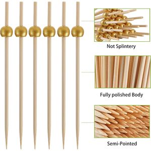 Palillos de Bambú para Cócteles de 12 cm, 600 Unidades, Palillos para Aperitivos, Bebidas, Postres, Bodas, para Brochetas de Charcutería - Product Image 1