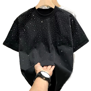 T-shirt Noir Homme 2026 avec Strass Scintillants et Diamants Incrustés – Streetwear de Haute Qualité à Manches Courtes, Respirant et Tendance - Product Image 2