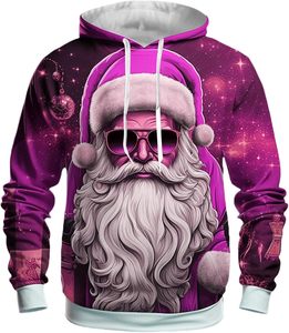 Sweat à capuche oversize pour homme, en polyester tricoté épais, motif Père Noël, personnalisable ODM, streetwear d'automne, coupe confortable - Product Image 1