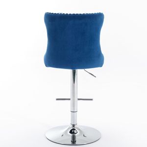 <b>Adjustable</b> Seat Height 25-33 Inch Swivel Velvet Barstools with Comfortable Tufted Backs Chrome Base Home <b>Bar</b> <b>Stools</b> - Product Image 6