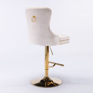 A a Furniture's Modern Upholstered <b>Bar</b> <b>Stools</b> Thick Golden Velvet with Swivel <b>Adjustable</b> Seat Height 27-35 Inch - Product Image 5