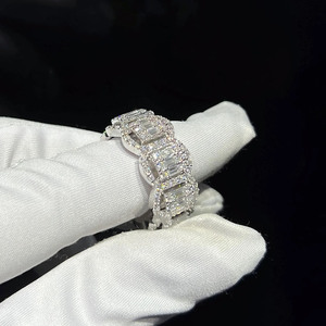 Anillos de Campeón con Diamantes Moissanita Redondos y Baguette Engastados para Hombre, Plata de Ley 925, Estilo Hip Hop, Anillo de Compromiso y Boda - Product Image 2