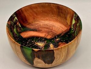 Bol en bois d'acacia et résine époxy contemporaine, fait main, sans BPA, écologique, bol à salade par Apex Align - Product Image 2