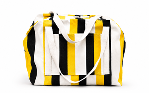 Sac de voyage rayé rose, noir et blanc, grande capacité, sac fourre-tout à fermeture éclair, sac à bandoulière pour la plage - Product Image 3