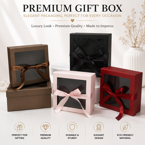 Luxury Gift Boxes with Ribbon Closure Premium <b>Window</b> Rigid Packaging Boxes for Jewelry Cosmetics Wedding Gifts and Occasions - Product Image 2