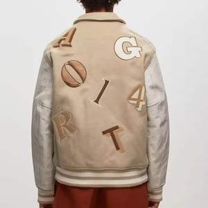 Veste de baseball personnalisée avec logo streetwear, patchs, lettres, en cuir, style universitaire, pour hommes de collège - Product Image 4