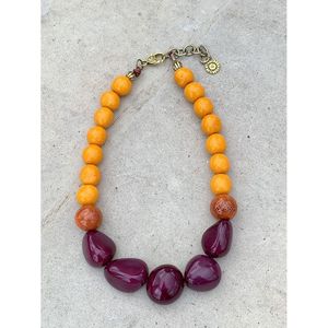 Collier élégant ethnique en résine et bois avec cristaux, accessoires de mode - Product Image 2