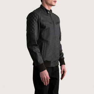 Blouson Bomber en Cuir Marron Vieilli Furat Leathers Respirant Coupe-Vent Col Montant Broderie Personnalisable Homme Hiver Fermeture Éclair - Product Image 4