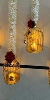 Guirlande suspendue classique indienne en métal, motif floral blanc, porte-bougie chauffe-plat, lanterne artisanale, décoration lumineuse pour bureau