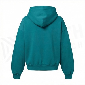 Sweat à capuche oversize en pur coton, épaules tombantes, streetwear, pull personnalisé avec logo, manches longues, longueur genou, motif uni - Product Image 2