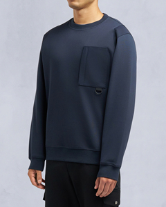 Sudadera de Cuello Redondo Azul Marino para Hombre con Bolsillo en el Pecho, Corte Regular, Estilo Casual, Color Sólido, Tejido de Felpa Francesa - Product Image 1