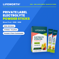 LIFEWORTH - Polvo Electrolítico Hidratante de Frutas Mixtas de Marca Privada, 5 Electrolitos, 16x10g, Sin Azúcar, OEM, ODM