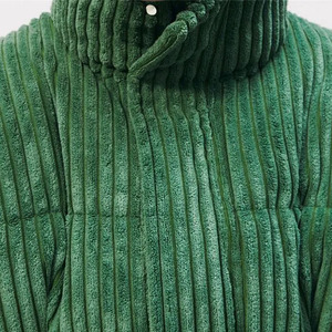 <b>Men's</b> <b>Corduroy</b> Puffer <b>Jacket</b> Stand Collar Zipper Closure Windproof Thick Winter Casual Coat Regular Length Loose Fit - Product Image 5