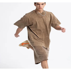 Men's <b>Acid</b> Washed Sun Faded T-Shirts Custom Logo Print Blank <b>Drop</b> Shoulder Heavy GSM 100% Cotton Worsted Fabric 220gsm - Product Image 5