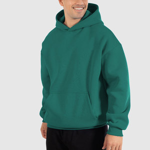 Sudadera con Capucha Verde para Hombre, Corte Regular, Color Sólido, Felpa de Algodón, Estilo Casual para Otoño, Sudadera Vintage - Product Image 3