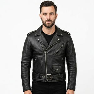 Chaqueta Bomber de Cuero Genuino para Hombre, Venta al Por Mayor OEM, Corte Ajustado, Piel de Cordero, Secado Rápido, Transpirable, Grabado en Relieve, Fabricante Personalizado - Product Image 3
