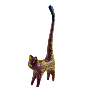 Statue de chat en bois d'albizia faite à la main, grande taille, figurine animale, artisanat de Bali, décoration d'intérieur, sculpture en bois, cadeau en bois - Product Image 1