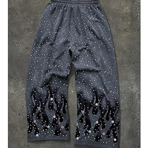 Custom Men’s Plus Size <b>Y2K</b> Baggy Sweatpants Rhinestone Joggers Straight Leg Casual Streetwear Canvas <b>Pants</b> Outdoor Flare Trouser - Product Image 6
