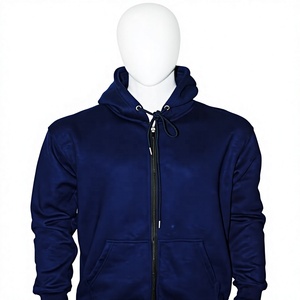 Mens <b>Navy</b> Blue Casual Hoodie 350gsm COTTON FLEECE Full Zip Regular Fit Front Pocket Custom Logo Sweatshirt Breathable Winter - Product Image 1