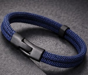 <b>Men</b>’s Double Layer Rope Bracelet, Adjustable Cord Bracelet, Minimalist Stackable Wristband, Casual Everyday Jewelry - Product Image 3