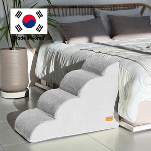 [AllmioPet] Escalera para Perros y Gatos de Tela Nube Gris de 4 Peldaños AMP 4 GR, Escalones Cómodos para Sofá, Cama y Muebles del Hogar - Product Image 1