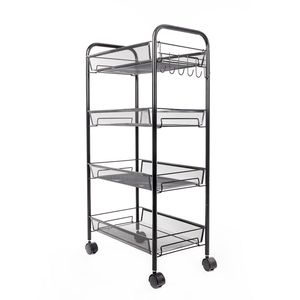 Carrello a 4 Ripiani in Rete Metallica con Ruote, Multifunzione, per Cucina, con 4 Cestelli Bloccabili, Spedizione Gratuita - Product Image 4
