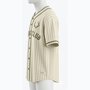 Camiseta de Béisbol Personalizada de Primera Calidad, Unisex, Manga Corta, a Rayas, con Botones en la Parte Delantera, Corte Regular para Adultos, para Todas las Temporadas - Product Image 4
