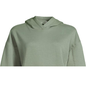 Robe à capuche oversize en polaire pour femme, 100 % coton, respirante, coupe-vent, écologique, avec broderie et gaufrage sur le devant - Product Image 2