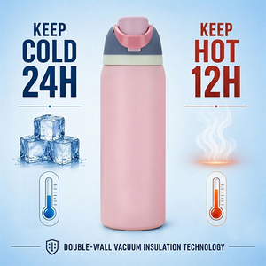 Modern 16oz 24oz 32oz Stainless Steel Vacuum Flask Insulated Water Bottle Outdoor with Flip Lid and Handle - Product Image 3