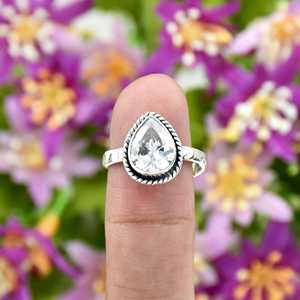 Natural Handmade Cubic Zirconia Gemstone Engagement Ring 925 Sterling Silver Jewelry Adjustable Band Fine Ring Jewelry <b>For</b> <b>Her</b> - Product Image 5