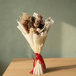 Ramo de Flores Secas Naturales, Arreglo Preservado Hecho a Mano, 20-25 Pulgadas de Alto, Mini Ramo para Regalo de Boda, San Valentín, Navidad - Product Image 1