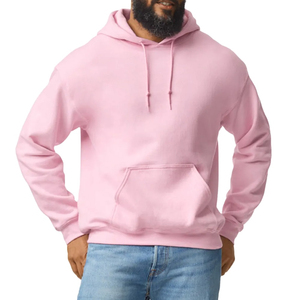 Men's <b>Pink</b> Embroidered Hooded <b>Sweatshirt</b> Regular Fit Solid Color 100% Cotton Fleece Casual with Front Pocket Winter Wear - Product Image 4