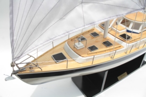 HALLBERG RASSY 62 Handcrafted Wooden Sailing Boat Model Nautical European Style for Freestanding Home Decor Antique - Product Image 3