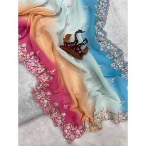 Ropa de fiesta de diseñador Saree con trabajo de bordado de secuencia Suministros de fiesta elegantes - Product Image 1