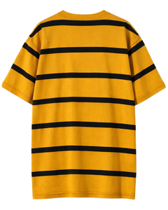 T-shirt personnalisé jaune et noir pour homme, 100 % coton, col rond, manches courtes, décontracté, streetwear d'été, écologique, 220g, fabricant OEM - Product Image 2